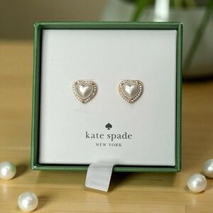 Pearl and Gold Heart Earrings NWT